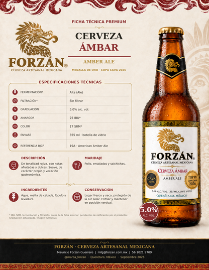 Cerveza Ámbar FORZÁN — Caja con 24 botellas