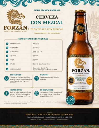 Cerveza con Mezcal FORZÁN — Caja con 24 botellas