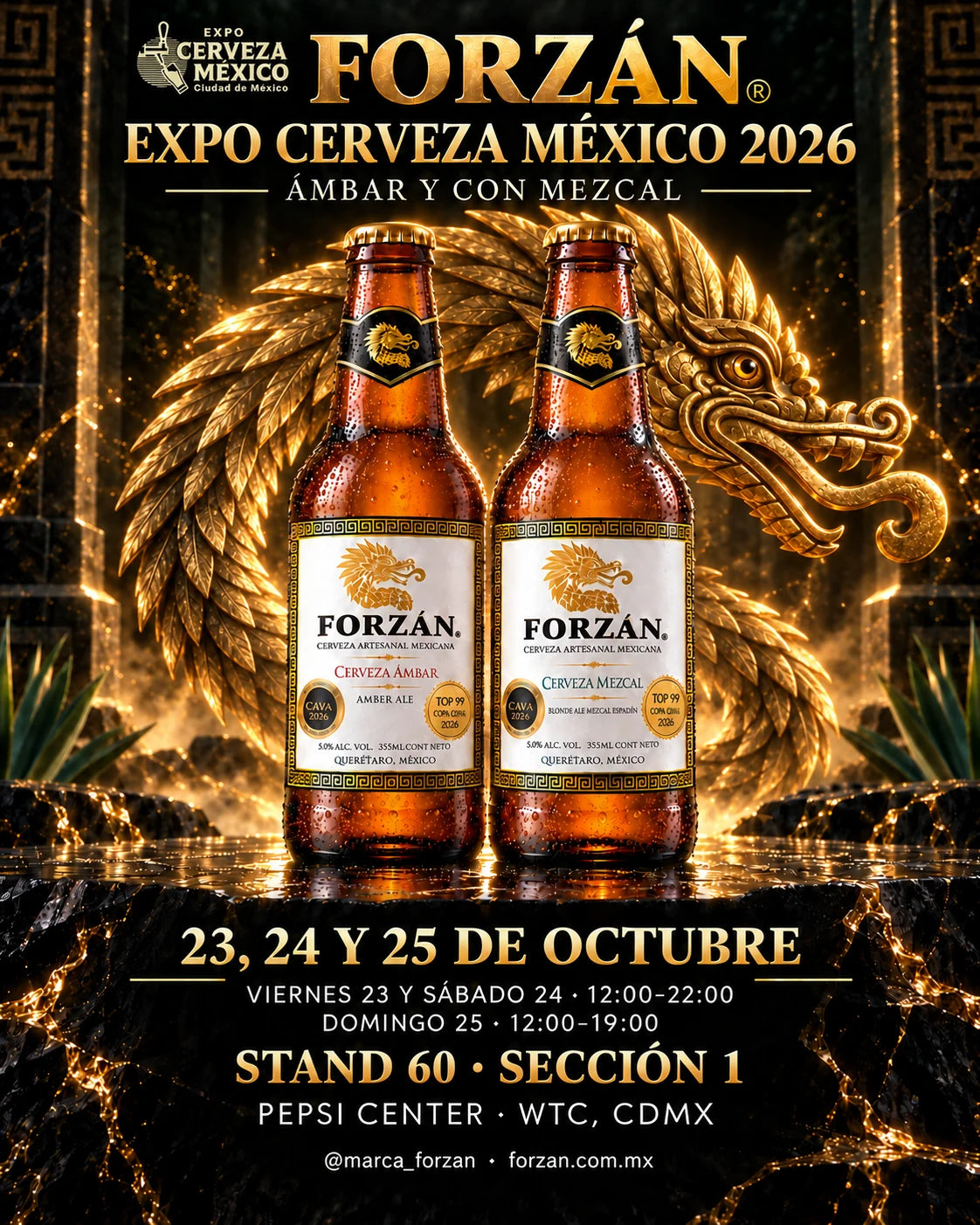 FORZÁN en Expo Cerveza México 2026, con Ámbar y Mezcal, del 23 al 25 de octubre, stand 60.